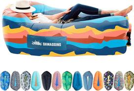„Chillbo Shwaggins“ pripučiama sofa, vėsus oro hamakas, lengvai surenkamas, poilsio krėslas, puikūs priedai kempingui, paplūdimiui ir festivaliams