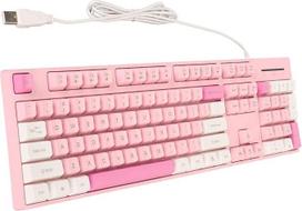 „ciciglow“ USB laidinė klaviatūra, 3 spalvos, miela žaidimų klaviatūra, 104 klavišai, kompiuterinė klaviatūra, skirta „XP“, „7“, „8“, „10“, „11“ ir „OS X“ (ROŽINĖ)
