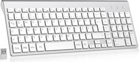 „cimetech“ belaidė klaviatūra 2,4 G, tyli, su QWERTZ išdėstymu ir plokščiais klavišais, skirta kompiuteriui ir nešiojamajam kompiuteriui | 2,4 G ergonomiška kompaktiška klaviatūra „Ergo Quiet“ su QWERTZ išdėstymu ir 10 m veikimo nuotoliu, skirta kompiuter