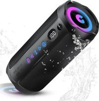 „coioc“ „Bluetooth“ garsiakalbis su apšvietimu, „Bluetooth 5.4“ muzikos grotuvas, 25 W dvigubas garsiakalbis, LED ekranas ir 25 valandų baterijos veikimo laikas, du žemų dažnių garsiakalbiai, IPX7 atsparumas vandeniui, TWS suporavimas, AUX jungtis, TF kor