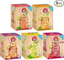 „Cold & Fresh“ ekologiškos ledinės arbatos puodelių rinkinys, 5 vnt., 210 g | hibiskas ir avietė, citrina ir mėta, persikas ir pasifloros vaisius, apelsinas ir rozmarinas, greipfrutas ir imbieras, be cukraus, be laktozės