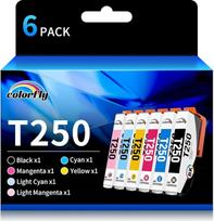 „colorfly T250“ kasetės, suderinamos su „Epson T250“ spausdintuvu; kasetės, suderinamos su „Expression Photo XP-980“ (6 vnt. pakuotė)