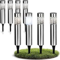 „com-four®“ 8 vnt. saulės energija maitinamų lauko šviestuvų, saulės energija maitinami sodo šviestuvai su į žemę įsmeigiamu strypu