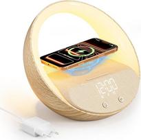 „COLSUR“ belaidis įkroviklis su „Bluetooth“ garsiakalbiu ir dienos šviesos žadintuvu | 15 W žadintuvas su įkrovimo stotele, „Bluetooth“ 5.3, spalvotas naktinis apšvietimas, 7 baltojo triukšmo nustatymai, namams ir miegamajam, dovanos vyrams