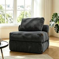 „Combet“ sulankstoma sofa-lova su miego funkcija, transformuojama sofa-lova su pagalve ir čiužiniu, nešiojama grindų sofa, svečių lova, atlošiamas krėslas, skirtas svetainei ir miegamajam, 170 x 85 cm, tamsiai pilka