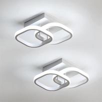 „Comely“ 2 vnt. LED lubų šviestuvų rinkinys, modernus, 24 W, 2700 lm, mažas kvadratinis LED lubų šviestuvas, šaltai balta šviesa (6500 K), vidaus apšvietimas miegamajam, svetainei, koridoriui, prieškambariui, balkonui, laiptų įėjimui