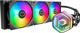 „Cooler Master MasterLiquid Atmos 360 Black“ procesoriaus vandens aušintuvas – AIO vandens aušinimo sistema, dviejų kamerų siurblys, iš anksto sumontuoti „Sickleflow 120 Edge“ ventiliatoriai, adresuojamas 2-osios kartos RGB apšvietimas, suderinamas su LGA