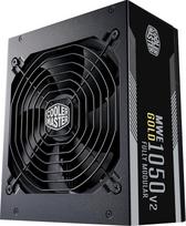 „Cooler Master MWE Gold 1050 V2 ATX 3.0“, visiškai modulinis kompiuterio maitinimo blokas – suderinamas su ATX 3.0, „80 Plus Gold“ sertifikatas, 1050 vatų maitinimo blokas su matinės juodos spalvos laidais, 140 mm FDB ventiliatorius, aukšta temperatūros r