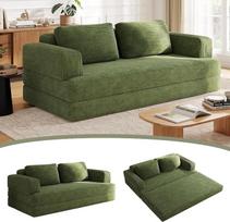 „Cord“ sofos-lova, 160 cm, dvivietė modulinė grindų sofa su pagalvėle, „4-in-1“ sulankstoma sofa, skirta svetainei ir miegamajam (žalia)