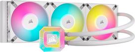 „Corsair iCUE H150i ELITE CAPELLIX XT“ skysčio aušinimo procesoriaus aušintuvas – trys „AF120 RGB Elite“ ventiliatoriai – 360 mm radiatorius – „Intel LGA 1700“, „1200“, „115X“, „2066“, „AMD AM5“, AM4 – Komplekte yra „iCUE COMMANDER CORE“ – Balta