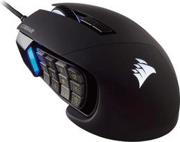 „Corsair“, „USB Scimitar Pro RGB“ – MMO žaidimų pelė – 16 000 DPI optinis jutiklis – 12 programuojamų šoninių mygtukų – juoda