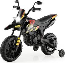 „COSTWAY“ „Aprilia“ elektrinis motociklas vaikams, 12 V vaikų motociklas su stabilizatoriais, muzika ir priekiniais žibintais, 5,5–6 km/h, tinka vaikams nuo 3 iki 8 metų (juodos spalvos)