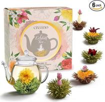 „Creano“ arbatos gėlių dovanų rinkinys su gėlių motyvu ir stikliniu arbatinuku (500 ml)