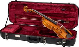 „Crossrock Orchestra“ styginių instrumentų dėklas, pagamintas iš tvirto ABS kieto korpuso, su didelio tankio kietosios putos šerdimi viduje, su minkštu pamušalu ir saugumo užraktais, raudonos spalvos, skirtas 4/4 dydžio smuikui