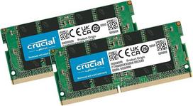 „Crucial“ CT16G4SFRA32A 32GB rinkinys (2 x 16GB) DDR4 3200 MT/s SO-DIMM nešiojamojo kompiuterio RAM atmintis | PC4-25600 | 260 kontaktų | CL22 | 1,2 V | Ne-ECC nebuferinė nešiojamojo kompiuterio atmintis | „Micron“