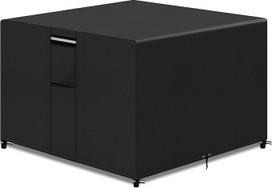 „Cube“ rotango sodo baldų stalų užvalkalai su oro angomis, itin tvirti 600D „Oxford“ audinio baldų užvalkalai, atsparūs vandeniui ir vėjui, skirti lauko sodo kvadratiniams stalams, juodi, 135 x 135 x 71 cm
