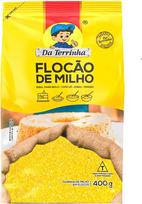 „Da Terrinha“ kukurūzų kruopos „Flocão de Milho“ 400 g – kukurūzų kruopos kuskusui, polentai ir košei – stambios kukurūzų dribsniai – braziliškas delikatesas