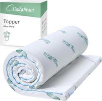 „Dailydream“ viskoelastiniai čiužinių užklotai, su aloe vera, su „memory foam“ efektu, 90x200x5 cm | „Aloe Vera Edition“ H1/2 minkštas čiužinio užklotas su skalbiamu užvalkalu, iškilimais ir elastingomis juostelėmis.