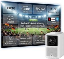 „Dangbei N2“ projektorius, baltas – „Full HD 1080P“ namų kino projektorius, skirtas Pasaulio futbolo čempionatui ir viešam transliavimui, su „Netflix“ licencija, 400 ISO liumenų, HDR10, automatinis fokusavimas, „Wi-Fi“, „Bluetooth“