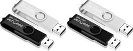 „DataOcean“ USB atmintinė, 64GB, USB 2.0, didelės spartos, 64GB, juodos ir sidabrinės spalvos (2 vnt. rinkinys)