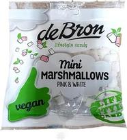 „De Bron“, „Lifestyle Candy“ veganiški mini zefyrai, rožiniai ir balti (1 x 75 g). Be želatinos ir kitų gyvūninės kilmės ingredientų