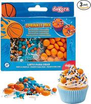 „dekora“ tortų papuošimų rinkinys „Basketball Mix“, valgomi muffinų papuošimai, tortų, keksų ir sausainių papuošimai, spalvoti cukriniai papuošimai vaikų gimtadieniams, be glitimo, 70 g
