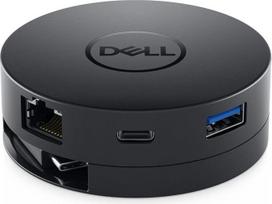 „Dell Mobile Adapter DA300“ prijungimo stotelė su USB-C jungtimi, laidinė, USB 3.2 Gen 2 Type-C, USB Type-A, juoda, skirta nešiojamiesiems kompiuteriams ir kitiems įrenginiams su USB-C jungtimi