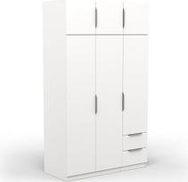 „Demeyere“ spinta su šiuolaikiška drabužine, 6 durimis, 5 lentynomis ir 2 stalčiais – matinė balta – 119,4 x 51,1 x 203 cm