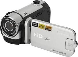 „Denash“ vaizdo kamera, 1080P, 16 MP skaitmeninis fotoaparatas, vlogų kūrimo kamera su 16 kartų skaitmeniniu priartinimu, kompaktiška vaizdo kamera fotografavimui (sidabrinė)