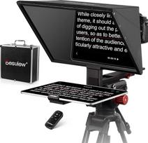 „Desview TP170“ teleprompteris iš aliuminio lydinio, 17 colių aukščio ekranas su stikliniu dangteliu, nuimamas teleprompteris su nuotolinio valdymo pultu ir programėle, skirta „iPad“ / planšetiniams kompiuteriams, DSLR fotoaparatams, vaizdo kameroms, plač