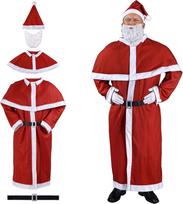 „Deuba“ 5 dalių suaugusiųjų Kalėdų Senelio kostiumo rinkinys. Kalėdų Senelio cosplay kostiumas, vienas dydis: M–XXXL