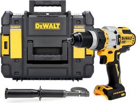„Dewalt“ 18 V „Flexvolt Advantage“ DCD999NT akumuliatorinis 3 greičių smūginis gręžtuvas (be šepetėlių, visiškai metalinė pavarų dėžė, integruotas LED žibintėlis, kurio šviesos srautas siekia iki 77 liumenų, komplekte – papildoma rankena, „T-Stak“ dėžutė