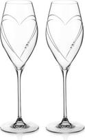 „DIAMANTE Swarovski“ prosecco taurių rinkinys – širdies formos su „Swarovski“ kristalais – dovanų dėžutė su 2 taurėmis