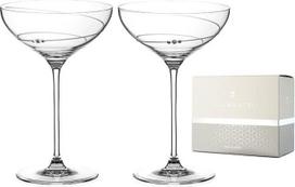 „DIAMANTE“ šampano kokteilių lėkštelių pora su „Swarovski“ kristalais – „Toast Swirl“ – papuošta „Swarovski“ kristalais – 2 vnt. rinkinys