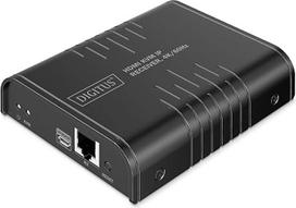 „DIGITUS“ HDMI KVM IP imtuvas, skirtas DS-55355 – UHD 4K 60 Hz – HDMI 2.0 | 2x USB 2.0 – Veikimo nuotolis iki 200 m naudojant CAT 6 LAN kabelį – Imtuvas – Juodos spalvos