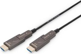 „DIGITUS“ šviesolaidinis HDMI kabelis – 20 m – UHD 4K 60 Hz – nuimami jungtys | HDMI 2.0 – 18Gbps – ARC, HDR, HDCP 2.2, CEC – AOC hibridinis kabelis – paauksuoti kontaktai – HDMI šviesolaidinis kabelis – juodos spalvos