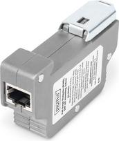 „DIGITUS“ PoE apsauga nuo viršįtampių, RJ45, montuojama ant DIN bėgelio, skirta naudoti patalpose | Montavimas ant DIN bėgelio – apsaugos klasė IP40 – Gigabit Ethernet 10/100/1000Mbps – DIN bėgelis – pilka
