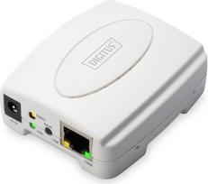 „DIGITUS“ „Fast Ethernet“ spausdintuvo serveris su USB 2.0, 1x RJ45, 1x USB A, nepriklausomas nuo operacinės sistemos, spausdintuvo serveris, palaiko DHCP, TCP/IP, paprastas įdiegimas, su maitinimo bloku, baltas