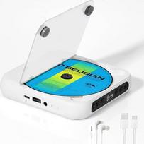 „Discman“ CD grotuvas – nešiojamas CD grotuvas su ausinėmis – baltas | 2000 mAh įkraunama baterija, „Bluetooth“ 5.3, USB ir AUX įėjimai, apsauga nuo peršokimo ir atsparumas smūgiams, nešiojamas, dovana muzikos mėgėjams