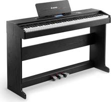 „Donner DDP-95“ skaitmeninis pianinas su 88 svorio klavišais, pilnai elektrinis pianinas pradedantiesiems su belaidžiu ryšiu, 11 x 5 cm LCD ekranu, įrašymo funkcija, 610 garsų, 600 ritmų, 3 mokymosi režimais, juodos spalvos