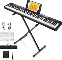 „Donner DEP-1“ pianino klaviatūra su 88 klavišais, skaitmeninė klaviatūra pradedantiesiems su jėgos jautriais klavišais, nešiojamas elektrinis pianinas su stovu, sustain pedalu, nešimo maišeliu ir klaviatūros lipdukais