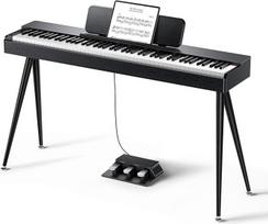 „Donner OURA S100“ 88 klavišų pianinas su sveriamais klavišais, 3 demonstraciniais kūriniais, 15 garsais, „Bluetooth“ garso ir MIDI jungtimi, namų skaitmeninis pianinas pradedantiesiems ir pažengusiems, juodos spalvos