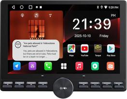 „Doppel-DIN“ automobilių radijas, 10,1 colio (25,7 cm), QLED jutiklinis ekranas, 2G + 32G, „CarPlay“, belaidis ryšys, „Android Auto“, „Android“ su „Wi-Fi“/„Bluetooth“/USB, DSP, AMP, SUB, GPS