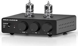 „Douk Audio“ lempinis MM phono lygio Hi-Fi stereo priešgarsinis stiprintuvas | Su žemų dažnių filtru, žemų dažnių garsiakalbio išėjimu, lempiniu priešgarsiniu stiprintuvu