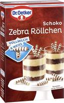 „Dr. Oetker“ šokoladinė „Zebra“ 75 g ritinėlis – valgomieji torto papuošimai iš nenugriebto pieno ir baltojo šokolado; torto papuošimai; tortų dekoravimas; desertas; kūrybingi papuošimai