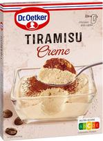 „Dr. Oetker“ „Creme Tiramisu“ – 70 g desertinių miltelių, skirti paruošti saldų desertą, turintį tipiško itališko deserto skonį