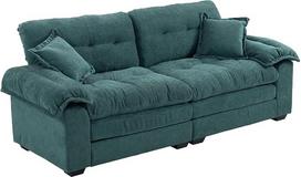 „DRIXNO“ sofa su miego funkcija, dvivietė sofa, 213 cm pločio patogi sofa-lova, gili vienvietė šenilinė sofa su pagalvėlėmis, porankiais ir atlošu, skirta mažoms svetainėms, butams ir biurams, žalia
