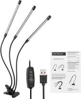 „Duokon Grow Light“ 30 W USB, 3 lemputės, lankstus LED augalų apšvietimas, visą spektrą apimanti augalų auginimo lempa su spaustuku, skirta kambariniams augalams