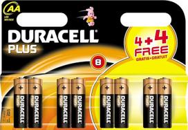 „Duracell Plus“ šarminės baterijos AA LR6, 1,5 V, 8 vnt. pakuotė