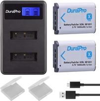 „DuraPro“ 2 vnt. po 1600 mAh NP-BX1 akumuliatorius ir LCD ekraną turintis dvigubas USB įkroviklis, skirtas „Sony“ NP-BX1 akumuliatoriui, „Sony“ DSC-RX100, RX100 II, DSC-WX500, HX300, HX400V, WX300, WX350, HDR, AS100v, AS200V, AS15, AS30V, AS300, M3, M3, M